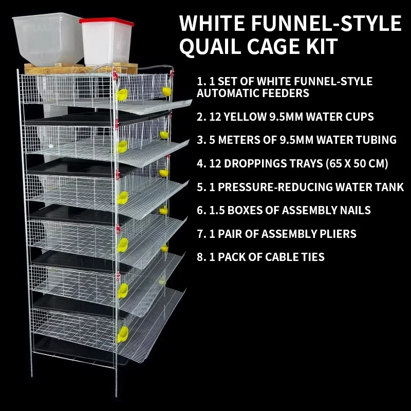 

Автоматические клетки для перепелов с кормушками, поилками и системами сбора яиц; вертикально-штабелируемые стойки с системой удаления навоза (на заказ)