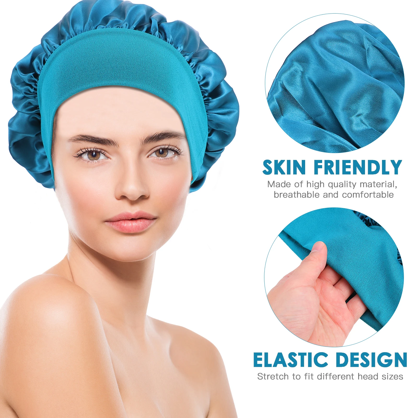 

2pcs High Elastic Satin Hair Sleeping Bonnet for Makeup Bathing Anti-Knot Shine Moisture for All
