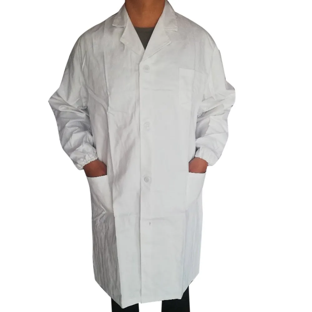 

Unisex Outwear Blouse Long Sleeve White Lab Coat Notched Lapel Collar Button Down Medical Nurse Doctor Uniform Straight Blouse