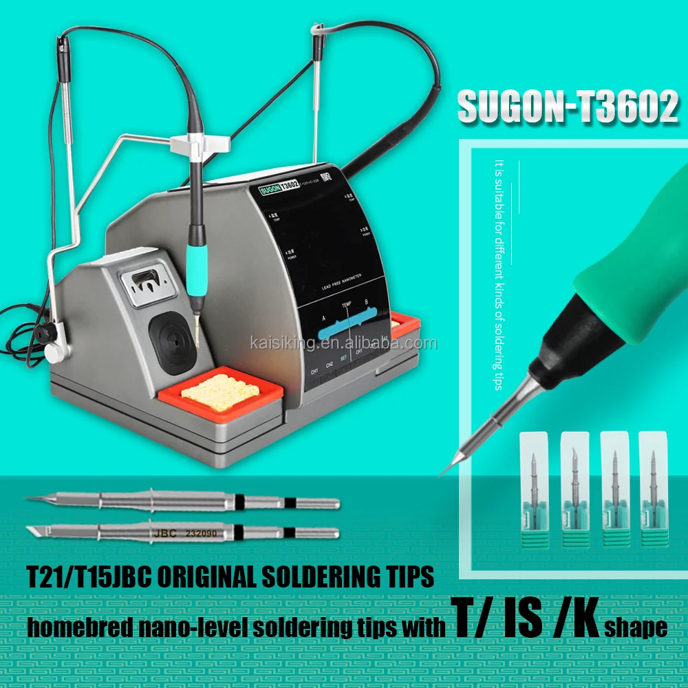 Rework StationSUGON T3602 2 in 1 Soldering Iron Station Welding Station with 2 Soldering Tips  for Mobile Phone Repair