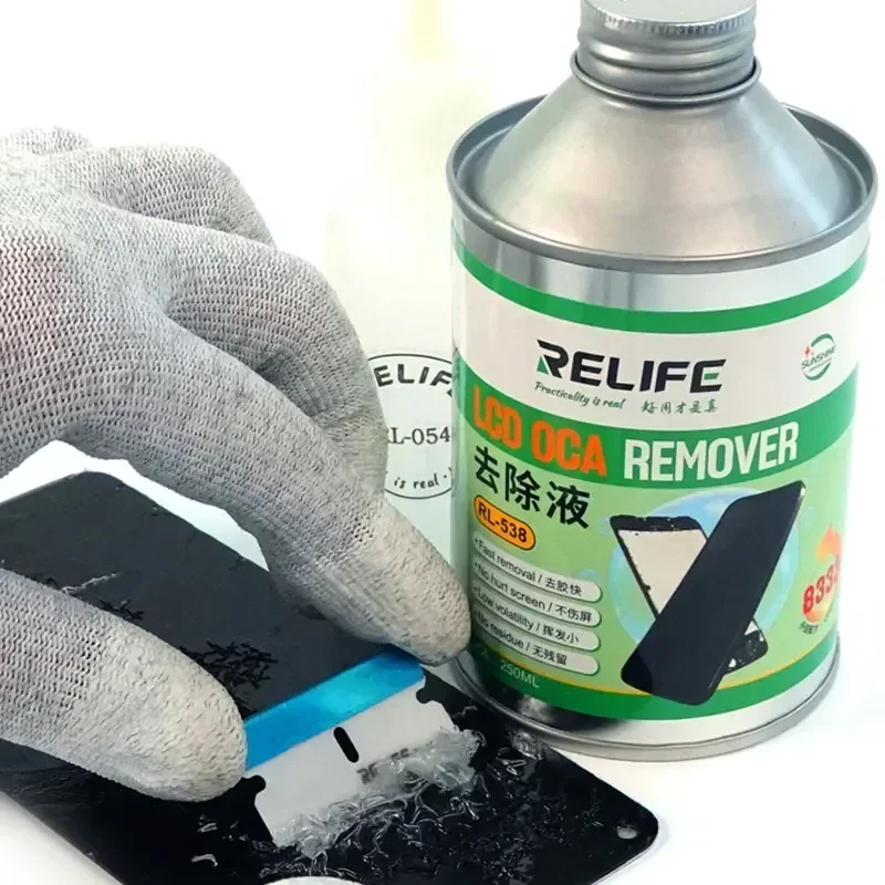 RELIFE-líquido de limpieza para iphone, Samsung, xiaomi, Huawei, solución de reparación, pegamento OCA, herramientas de limpieza, 8333, 250ML