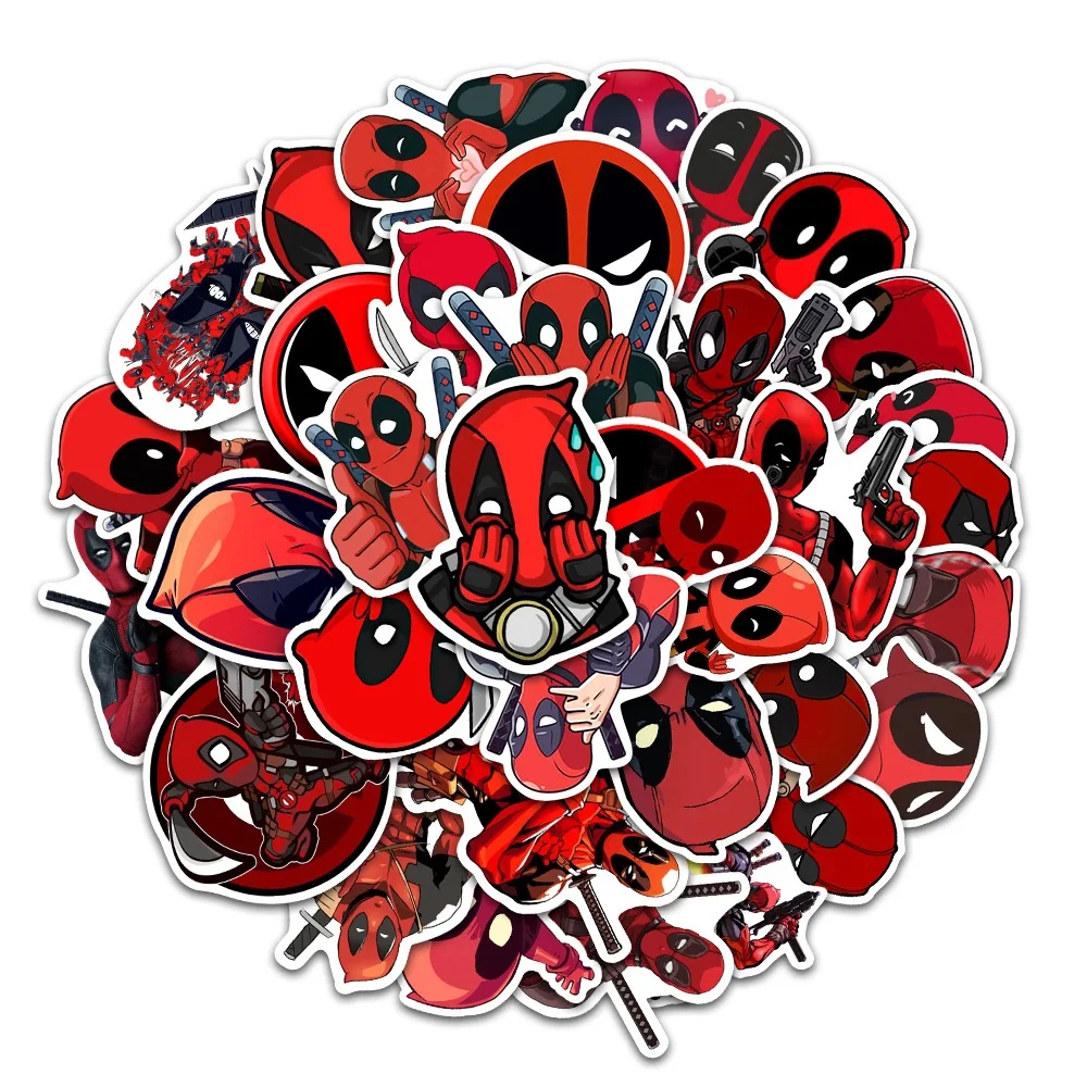 10/35pcs Cool Disney Cartoon Deadpool Graffiti Stickers Decals Skateboard Luggage Phone Bike Diary Waterproof Sticker Kids Toys