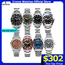 Cronos Sub Diver Luxury Men Watch Stainless Steel SW200 Bracelet Ceramic Rotating Bezel 200 meters Water Resistant