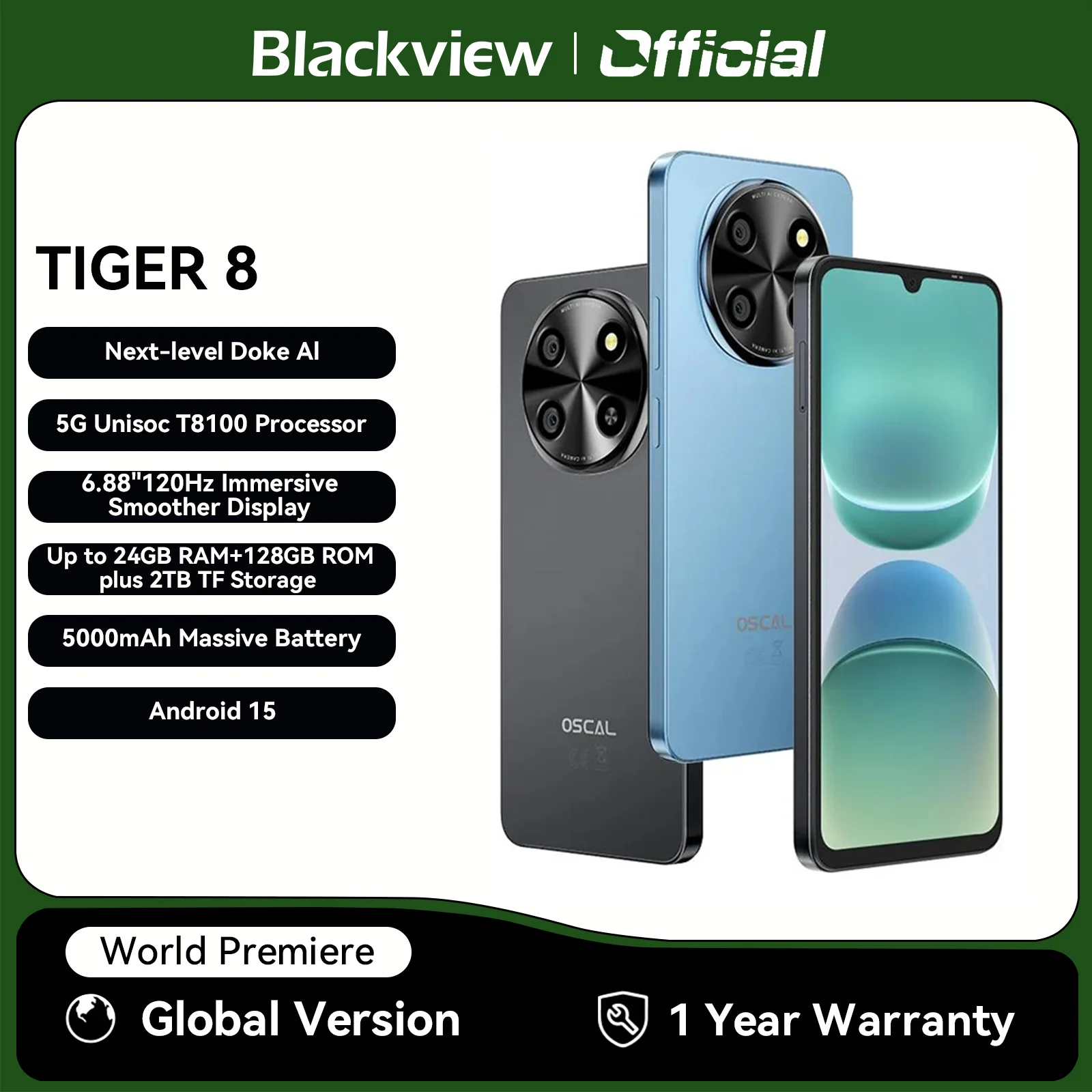 Blackview OSCAL TIGER 8 5G AI Smartphone 6.88