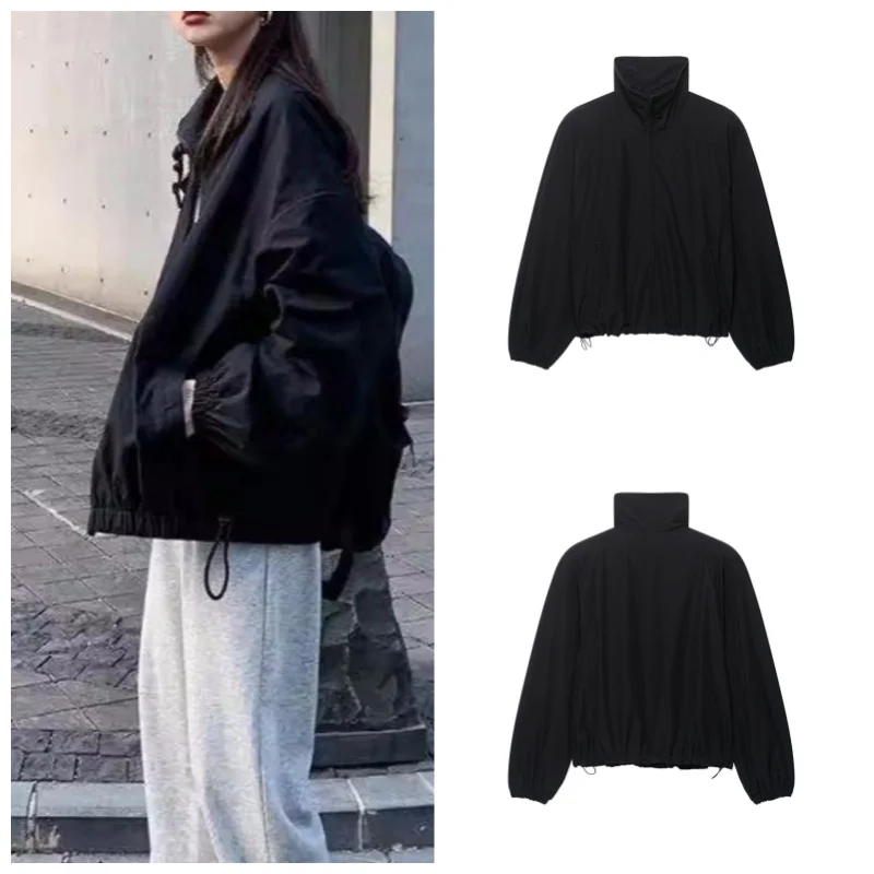 Guobioziy 2026 Women's New Shoulder-Padded Tech Fabric Jacket Stylish and Versatile Elegant yet Relaxed and Casual