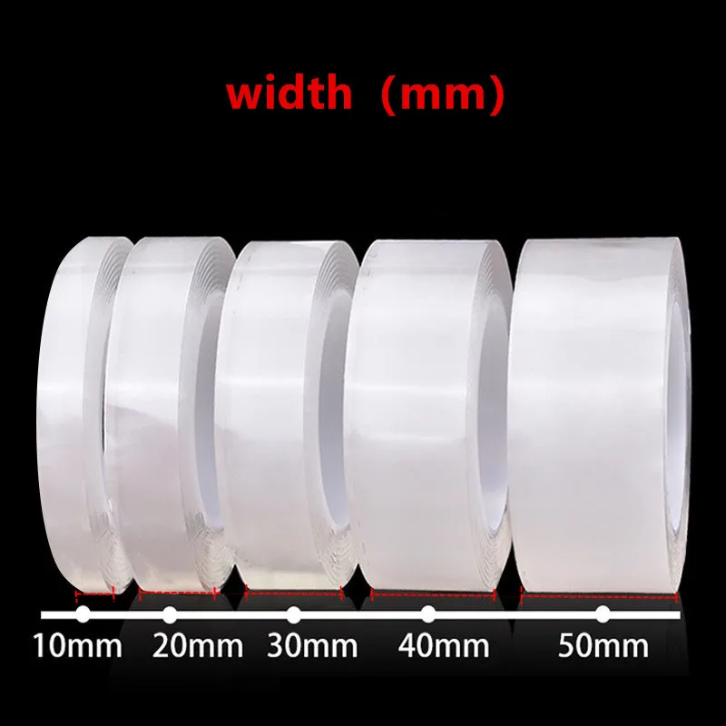 1M/3/5M 1mm Nano Tape Double Sided Tape Transparent NoTrace Reusable Waterproof Adhesive Tape Cleanable Home gekkotape