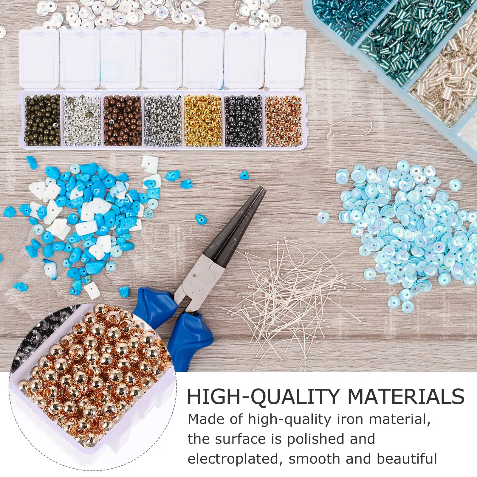 

Electroplated Round Beads for Jewelry Making Durable High-quality Material DIY Supplies Charm Necklace Accessories