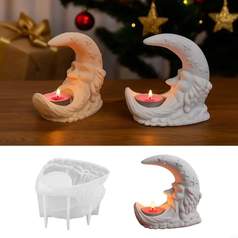 

91AF Рождественская силиконовая форма Санта-Луна для самодельных свечей и уникальных подарков