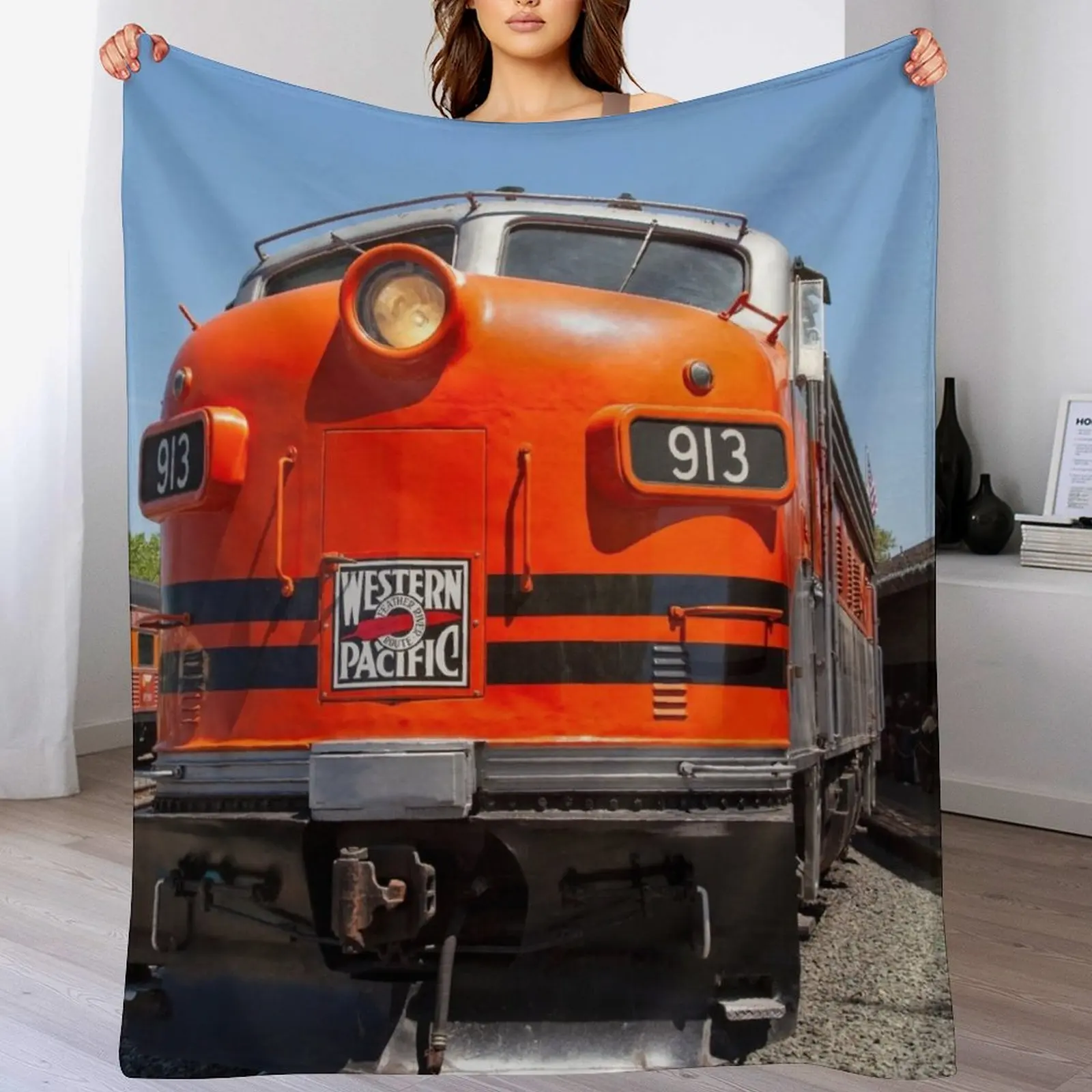 

Western Pacific Train Locomotive Throw Blanket For Sofa Thin Luxury St Hairy Decorative Sofas Blankets