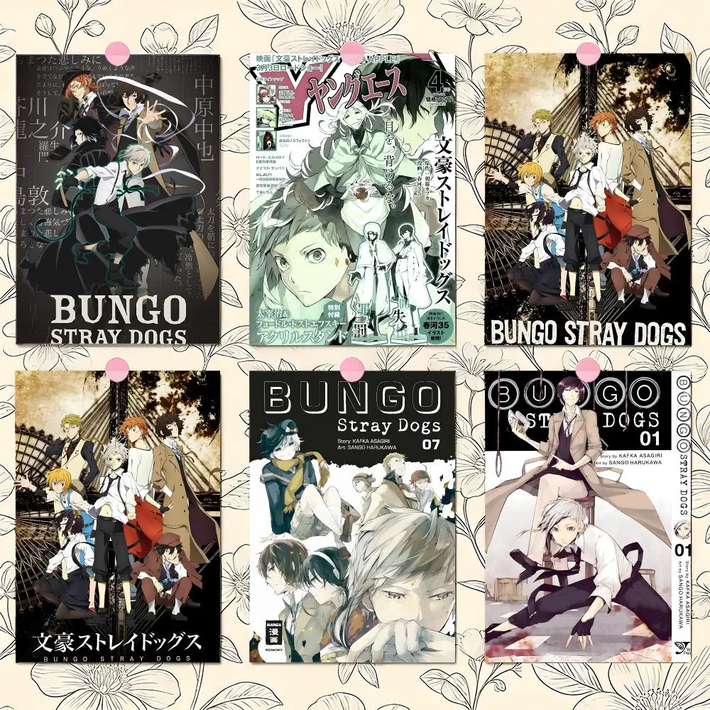 Classic Comics B-Bungo Stray Dogs Poster Matte Self-Adhesive Wall Art Print Living Room Bedroom Home Decor
