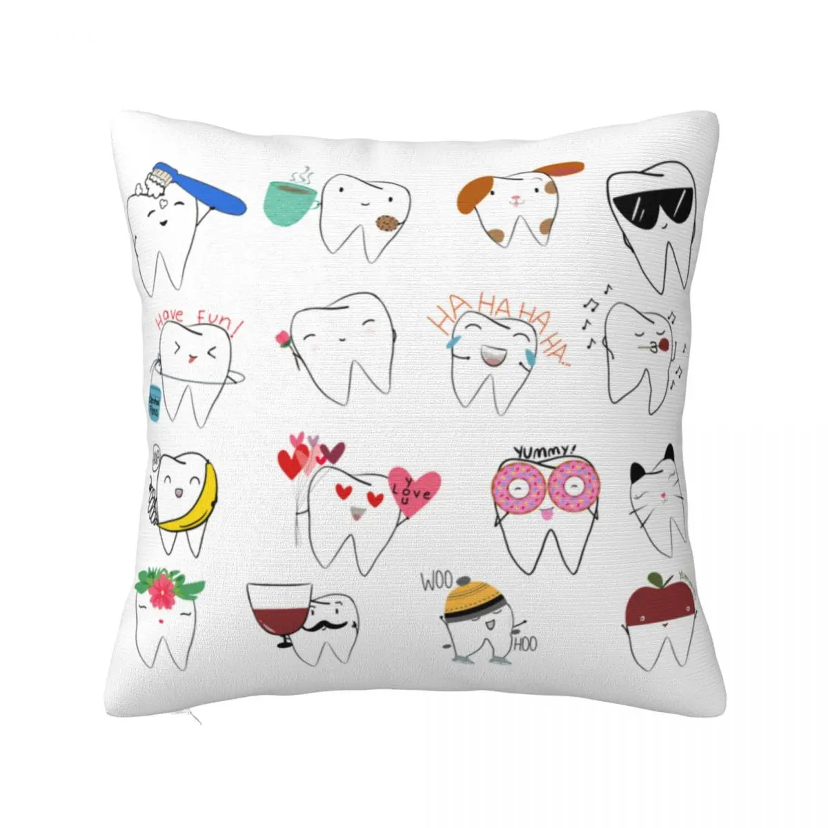 Teeth Baby Pillow Case Dentist Dentistry Dental Hygienist Cushion Covers Customized  Decorative Pillowcover for Seat 40x40cm