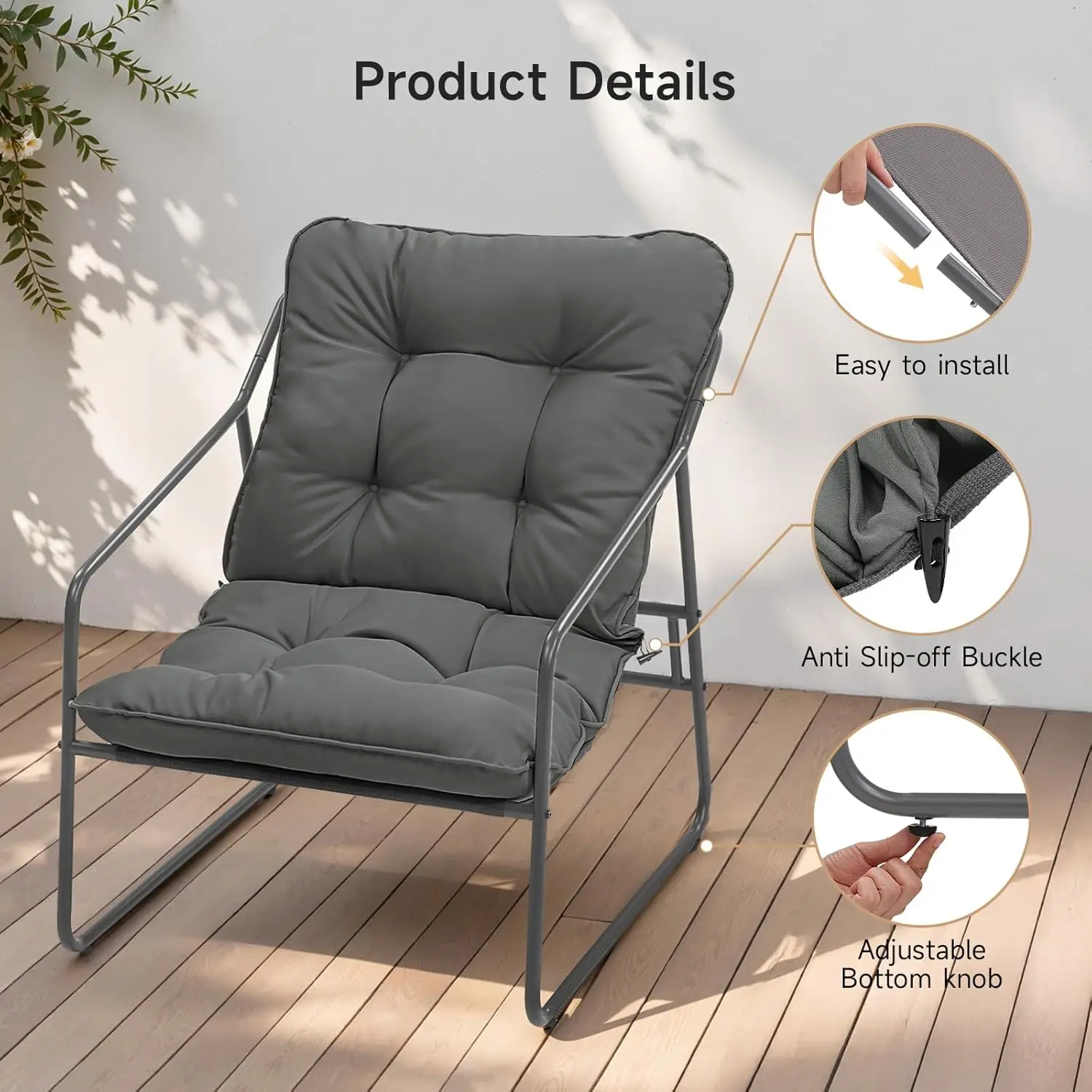 مجموعة أثاث الفناء المكونة من 3 قطع، مجموعة محادثة خارجية مع كرسيين خارجيين وطاولة قهوة، أثاث خارجي لحديقة الشرفة