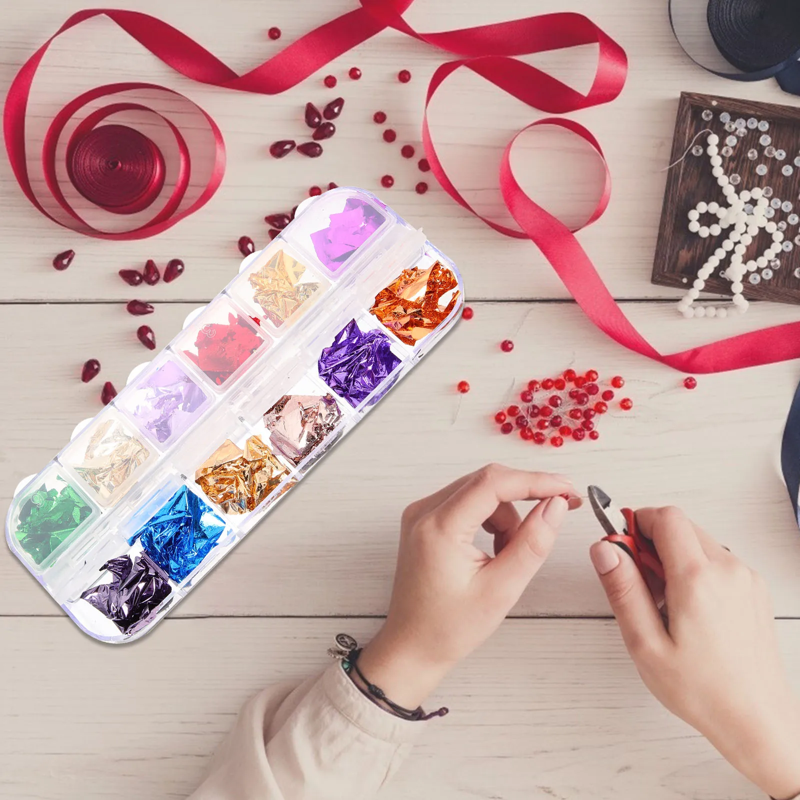 

12 Colors Metallic Foil Paper Tinfoil Craft Filler for Epoxy Resin Art Safe Material Portable Decoration Flakes H made