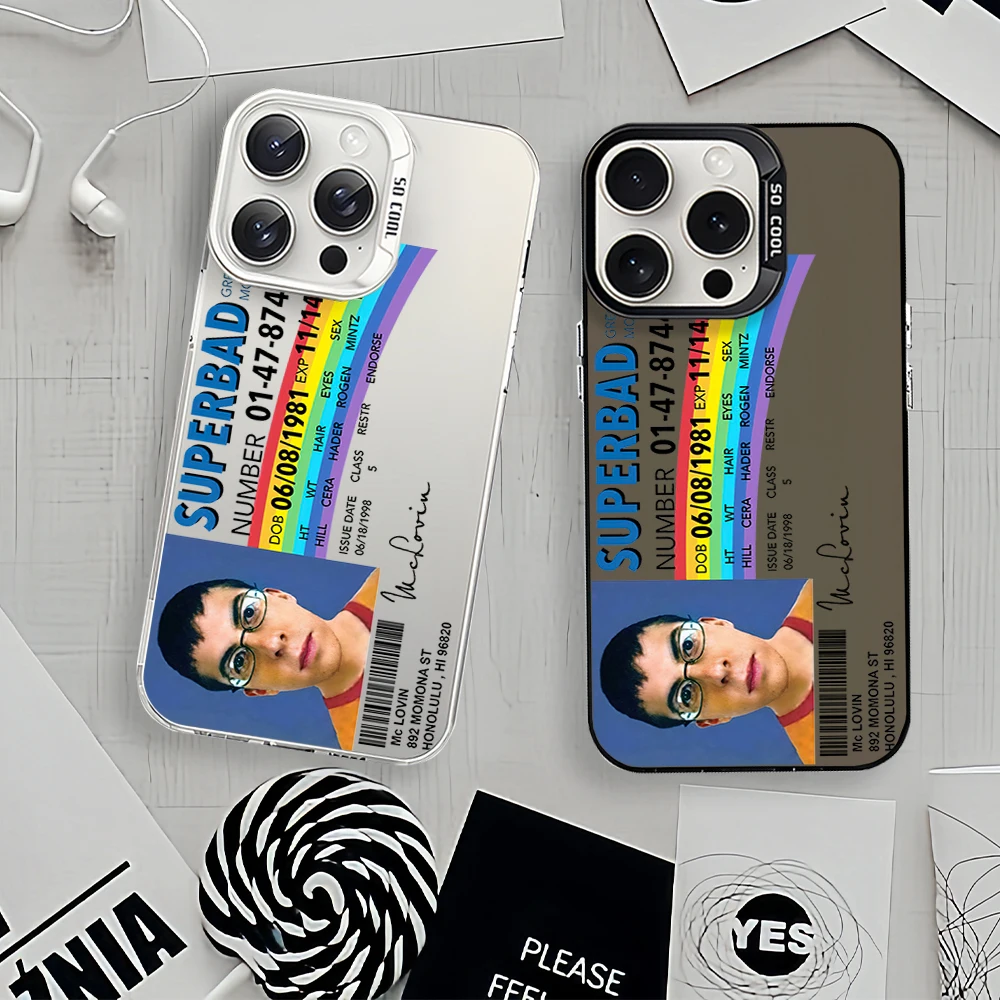 Mclovin Movie S-Superbad Laser Phone Case for iPhone 12 11 13 14 15 16 Max Pro Plus IMD Shockproof Silicone Coque