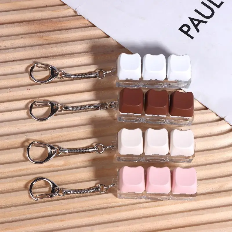 3 Keys Keyboard Anti-stress Toy Mechanical Keyboard Keycaps Keychain Decompression Keyring Gift Fingertip Key Cap Pendant