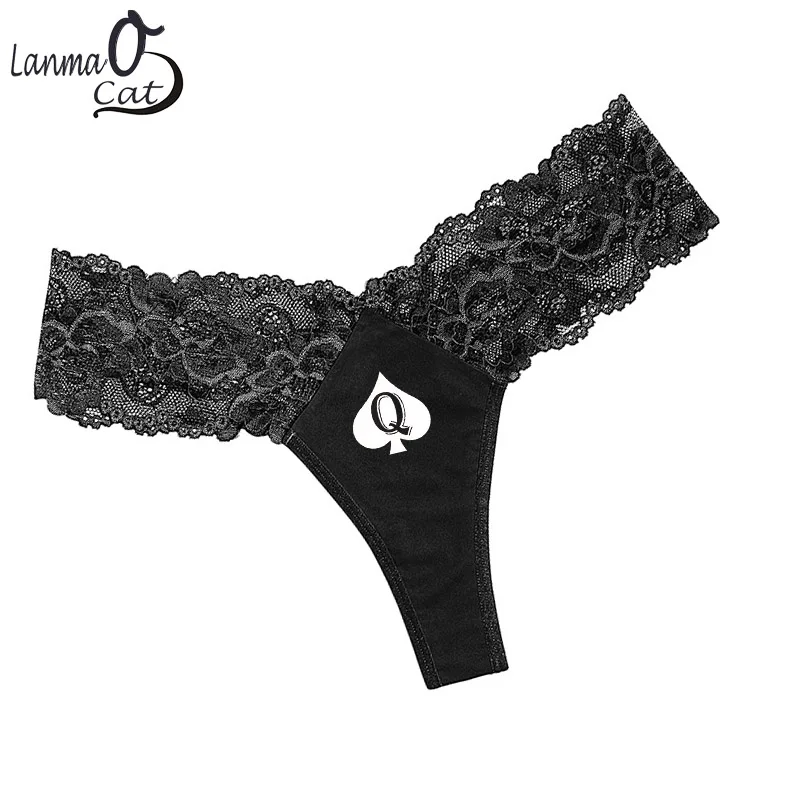 

Queen of Spades Women Sexy Lace Lingerie Temptation Panties Thong Breathable Underwear Female G String Intimate Oversize