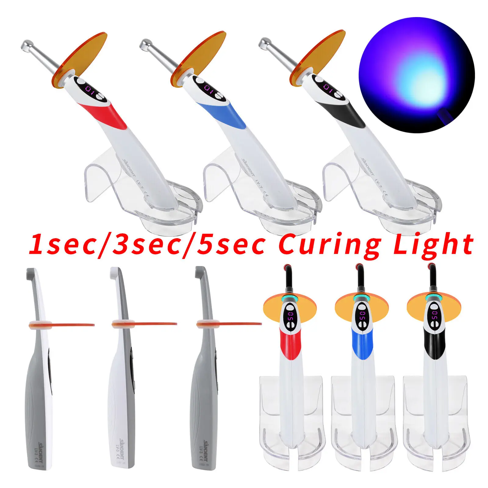 

1S/3S/5S New Dental Curing Light Wireless Cordless LED Metal Head Resin Cure Lamp 1400-2500mw