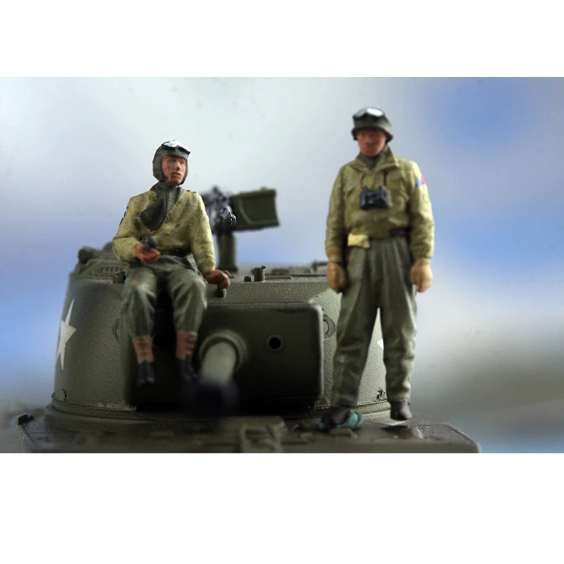 Modelo a escala 1:72, 2 uds., Capitán de los tropas de los tanques de EE. UU., figura de acción, juguetes de fuerzas blindadas, accesorios de escena DIY, exhibición, colección de Fans