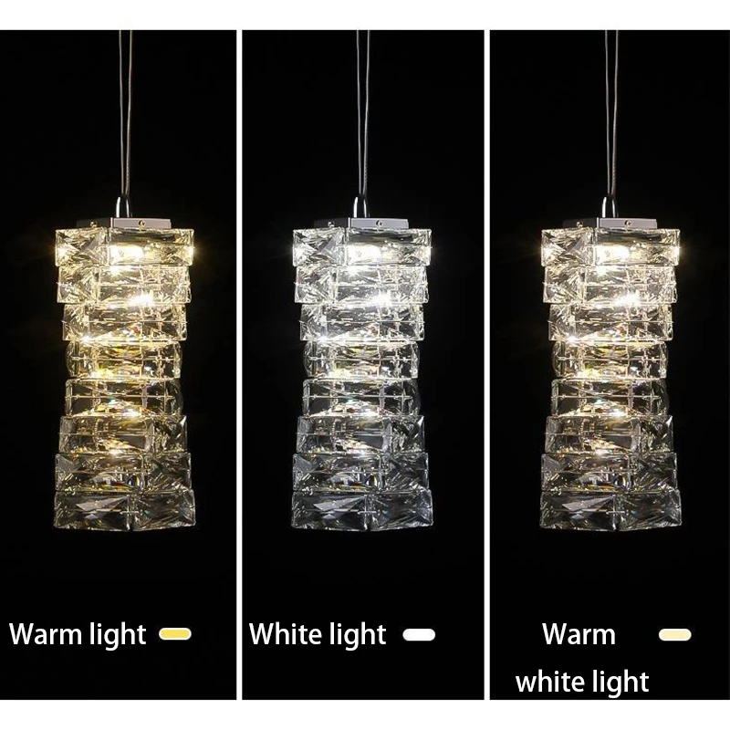 Luxury LED Pendant Light Modern Crystal Gold Chrome Stainless Steel Bedside Living Room Aisle Chandelier Beautiful Lighting