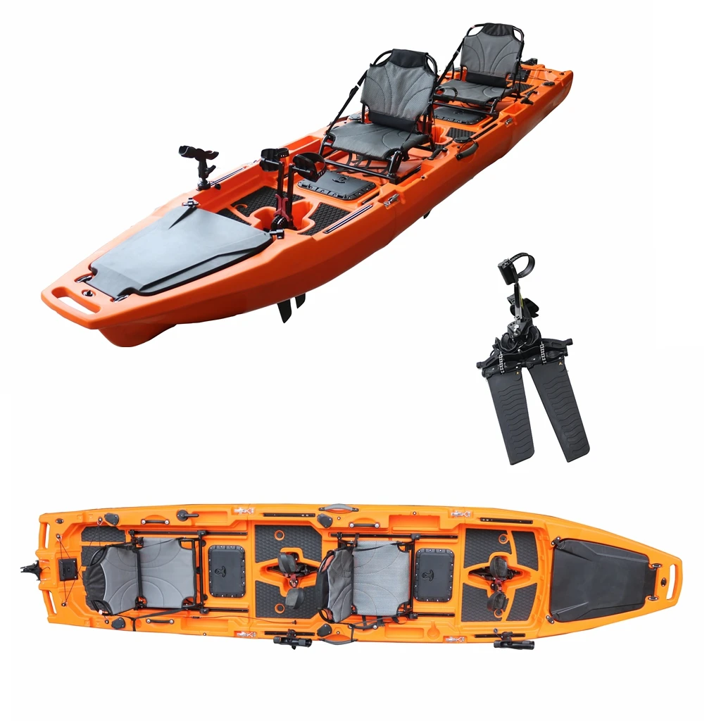 Vicking 14 FT 3-Section Detachable Solo Tandem Modular Pedal Kayak New Design HDPE Hull for Touring and Lake Fishing