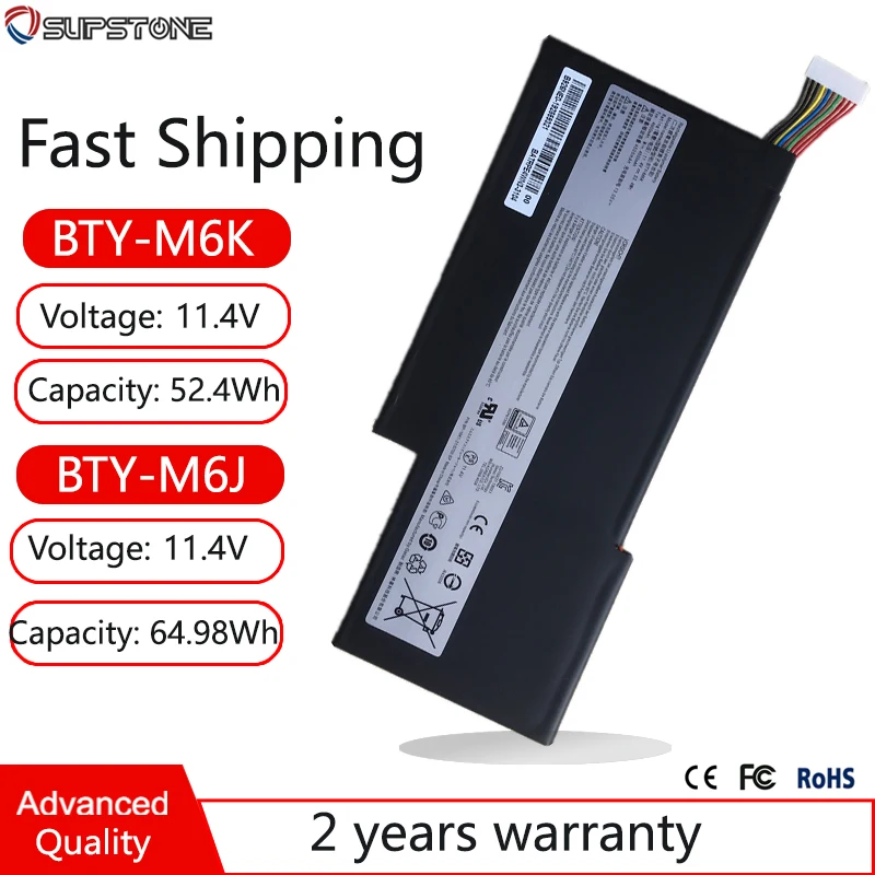 BTY-M6J, batteria per Laptop M6K per MSI GF63 GF75 GS73 WF65 WF75 WP75 GS63 WS63 MS-17B4,17 f1, 17 b3, 16 w1, 16 r3 16 r1 Creator 15M 17M A9SD