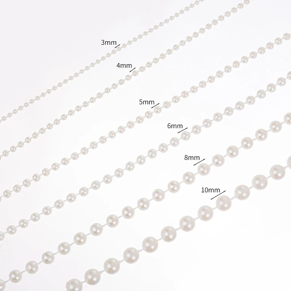 5 Yards Perlenkette aus Kunstperlen, Perlenkette für Bastelarbeiten, Perlenfischschnur für DIY-Blumendekorationen, Hochzeiten, Events und Partys – Detail 2