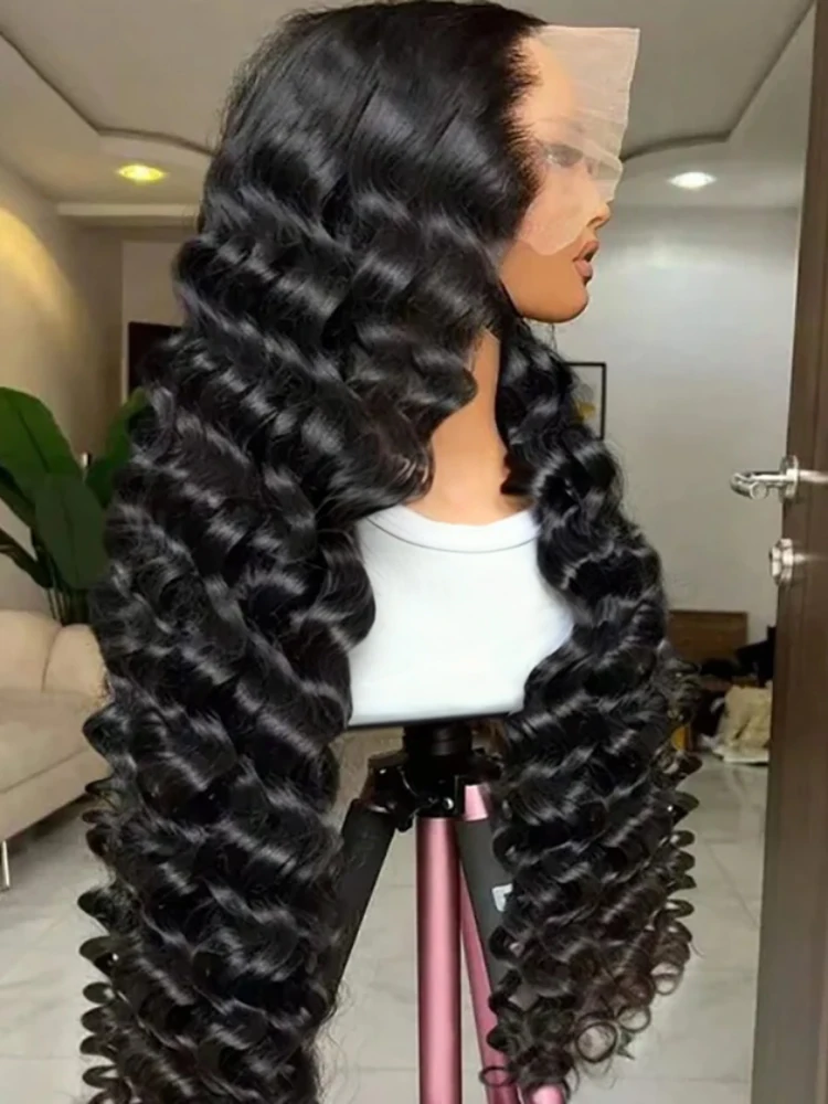 

Парик из бразильских натуральных волос, 13x6 HD, с глубокой волной, 40-46 дюймов, предварительно выщипанный, без клея, 13x4, для чернокожих женщин