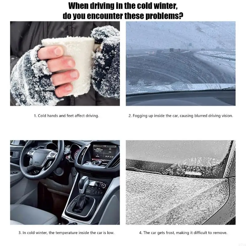 سخان الزجاج الأمامي للسيارة قابل للتدوير مع حماية من الحرارة الزائدة لمدة 3 دقائق سريع الإحماء للسيارات والشاحنات وRVs D7YA