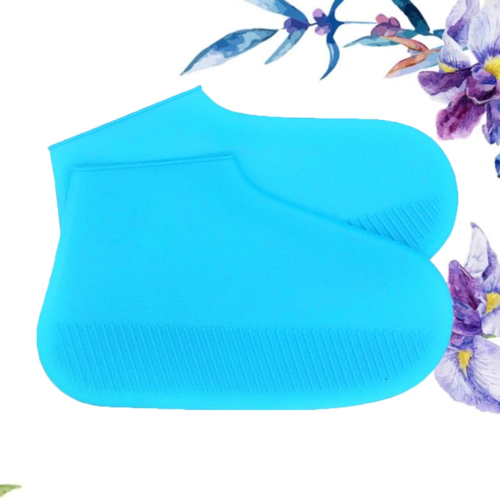 

Running Rain Shoes Covers Extra Thick Non-Slip Waterproof Shoe Covers Reusable For Camping Fishing Garden Size -Blue