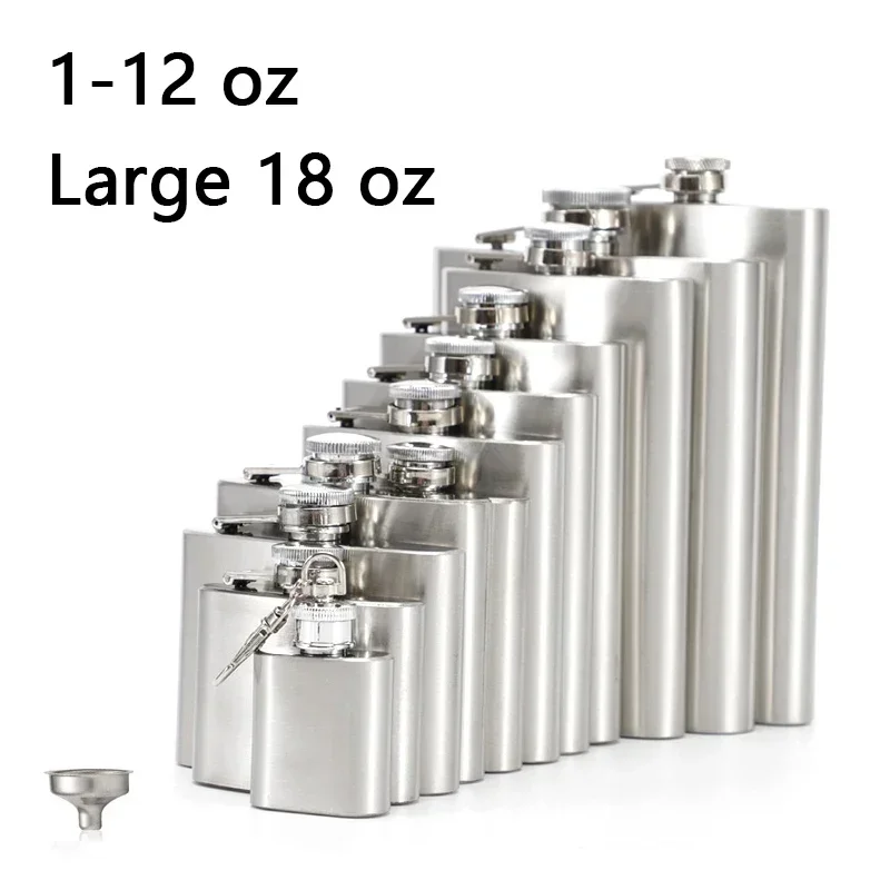 1-12 Oz Stainless Steel Hip Flask with Funnel Pocket Hip Flask Alcohol Whiskey Hip Flask Screw Cap Portable Drinkware Barware