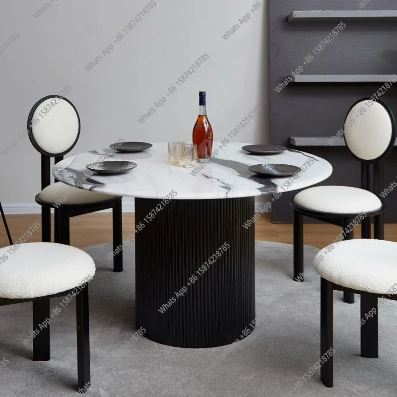 

A63 Панда белый мрамор круглый обеденный стол дизайнер элитный дом современный простой свет роскошная вилла большой круглый стол