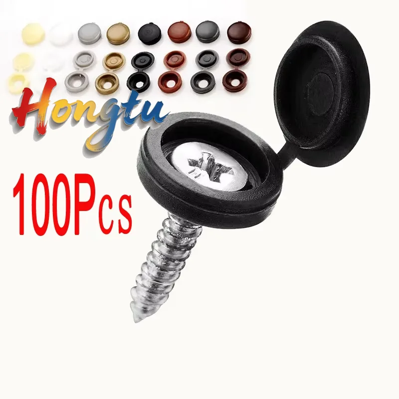 

100pcs Plastic Screw Caps: Decorative Covers for Wall Furniture Bolts - Fold Snap Protective Buttons