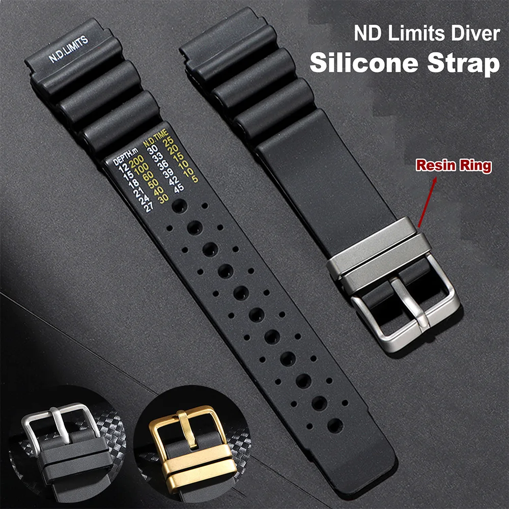 

ND Limits Diver Silicone Strap 20mm 22mm 24mm for Seiko Water Ghost Resin Rubber Sport WatchBand for Casio for Citizen Promaster