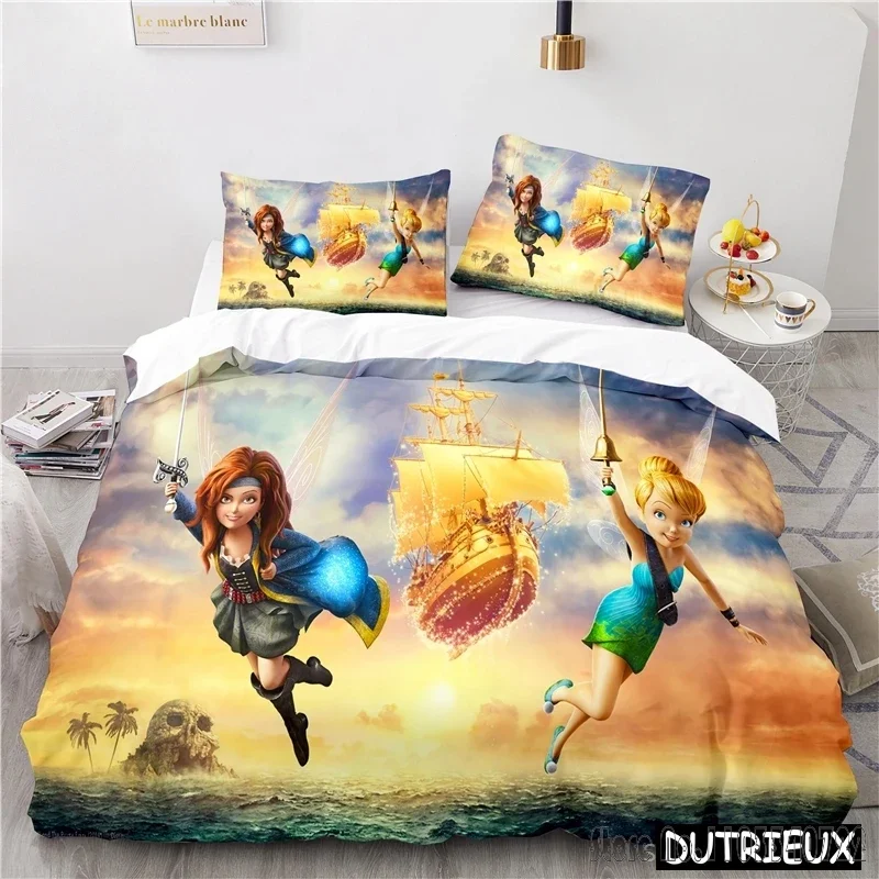 Tinker Bell Disney Fairies 3D Print Duvet Cover Set HD Comforter Cover for Kids Bedding Sets Bedclothes Bedroom Decor