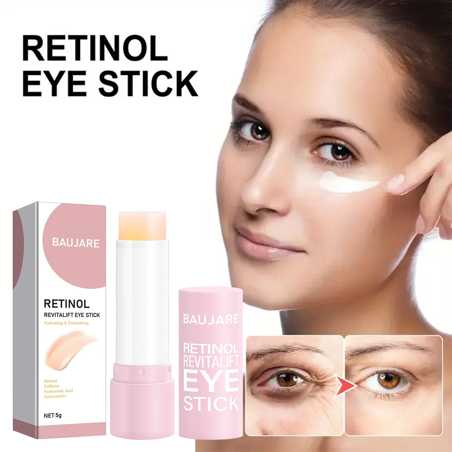 Retinol Revitalift Eye Stick, Caffeine & Hyaluronic Acid-Infused, Light Texture Moisturizes for Elastic, Smooth Eye Skin