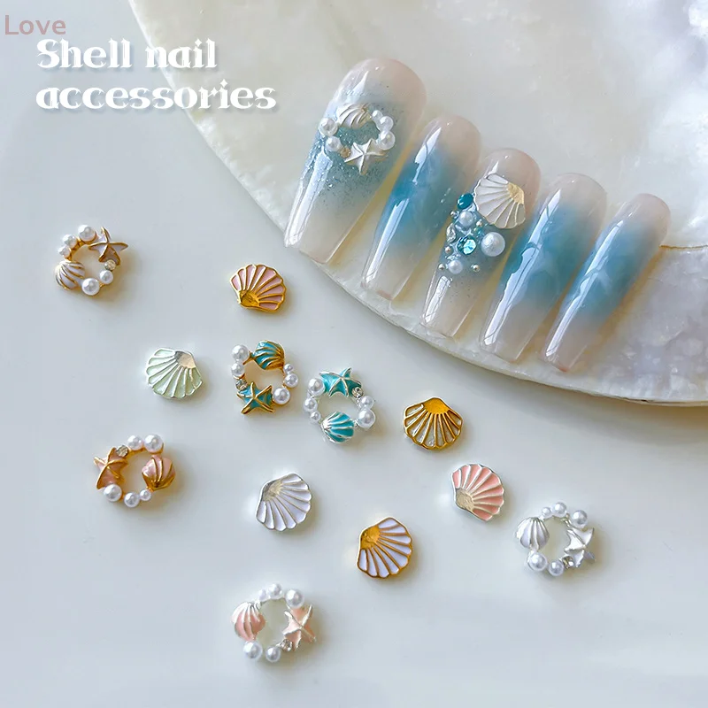 

[L&P]Alloy Pearl Shell Nail Art Supplies Irregular Color Seashell 3d Nail Flakes Seashell Slices Decoration Diy Nail Accessories