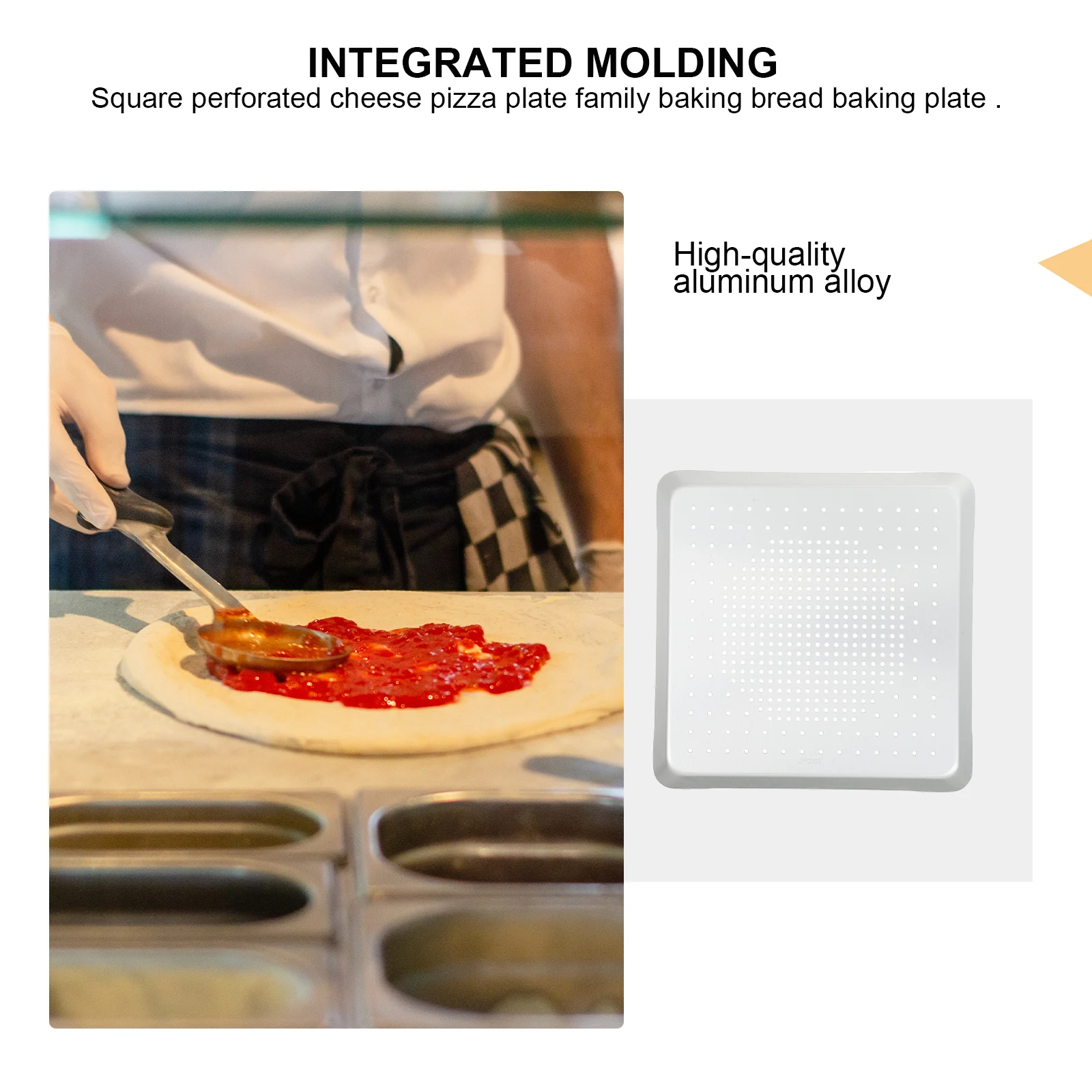 

Perforated Pizza Baking Pan Square Aluminum Alloy Crisper Plate Non-Stick Heat Resistant Easy Cleaning Gift Housewarming