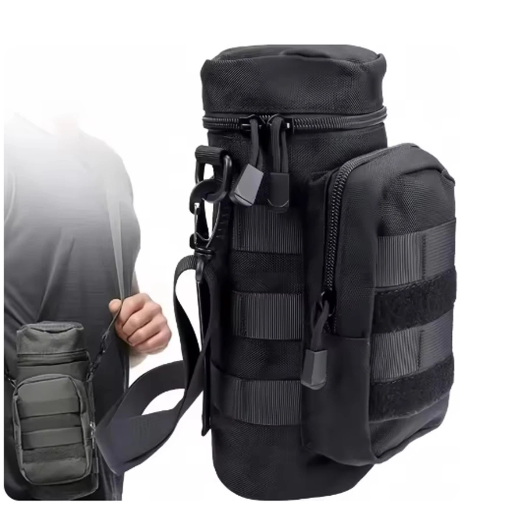 

Motorcycle Bottle Holder Motor Insulated Kettle Bag Quick Release Water Cup Holder With MOLLE System On Motorbike Bag