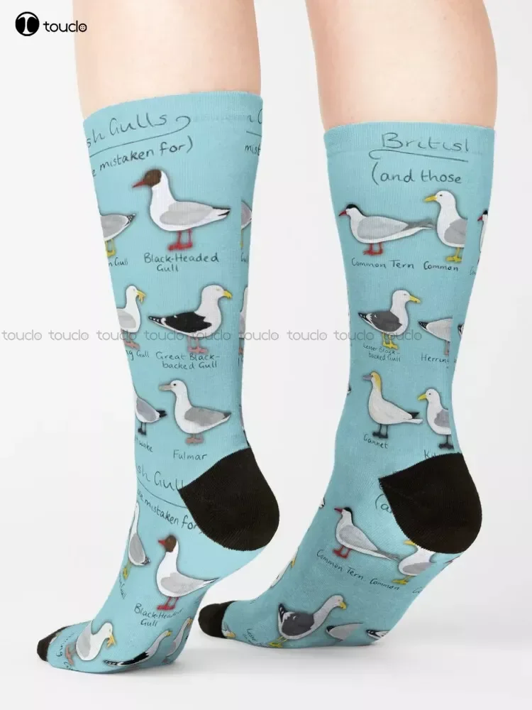 Gull Guide Gull, Seagull, Sea, Ocean, Bird, Birds, Wildlife, Nature Socks Personalized Custom Unisex Adult Teen Youth Socks