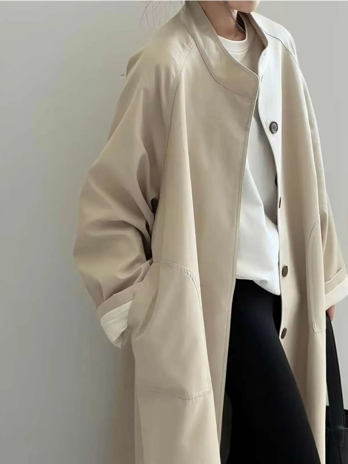 British Style Standing Collar Mid Length Trench Coat For Women In Autumn And Winter 2025, New Casual And High-End Coat