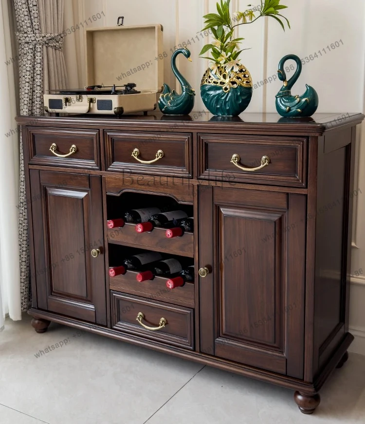 

Retro Country Wine Cabinet Home Solid Wood Wall-Mounted Storage Cabinet Restaurant Storage Cabinet