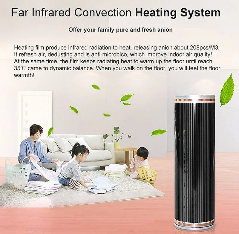 Minco Heat 220W/㎡ 50/80cm Width 10m2  Infrared Underfloor Heating Film with Wifi Thermostat Installation Kit