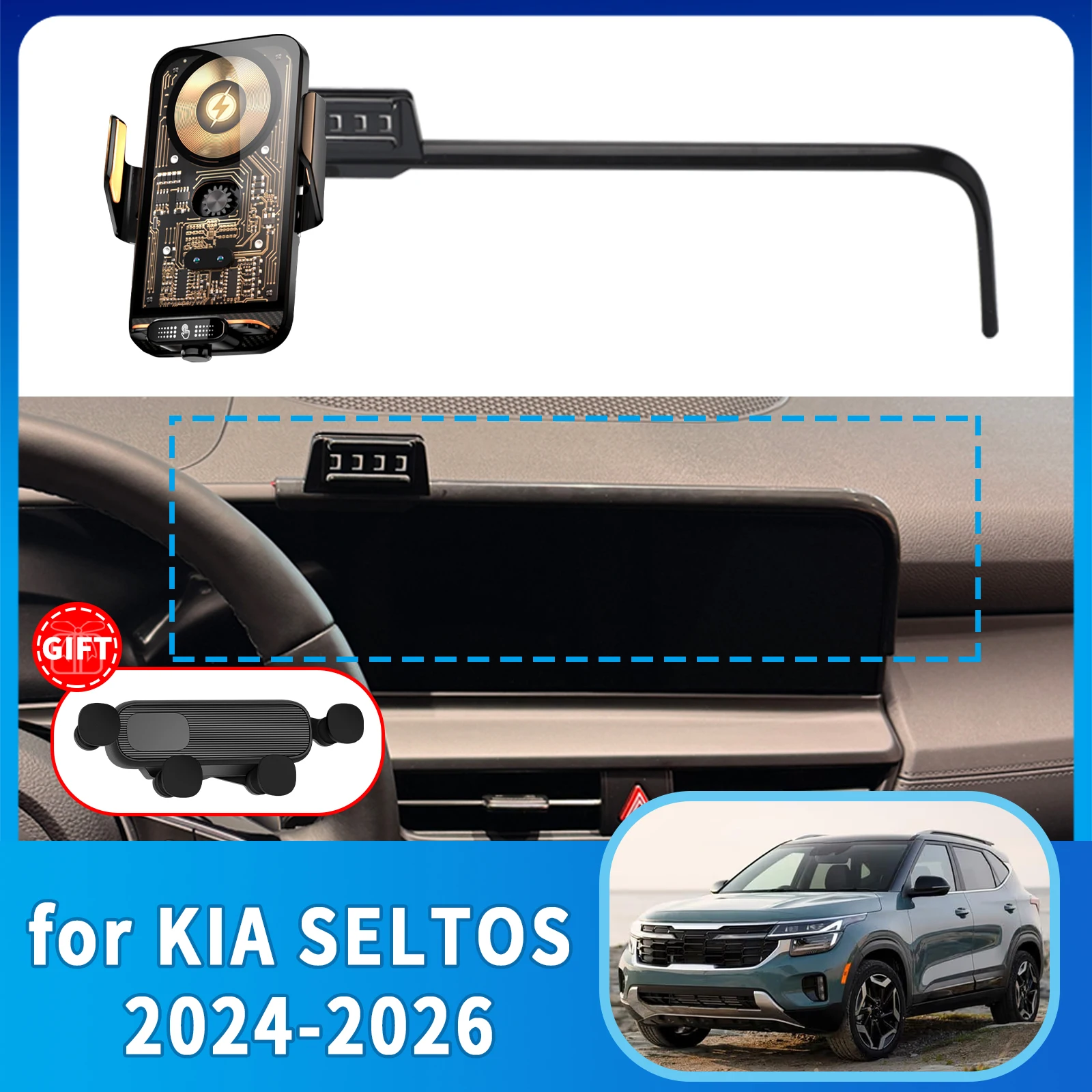 

fit for KIA SELTOS 2024 2025 2026 Phone Holder ​​Anti-Shake Screen Base Phone Holder Mount Stand ​​ Dedicated Car​​ accessoires