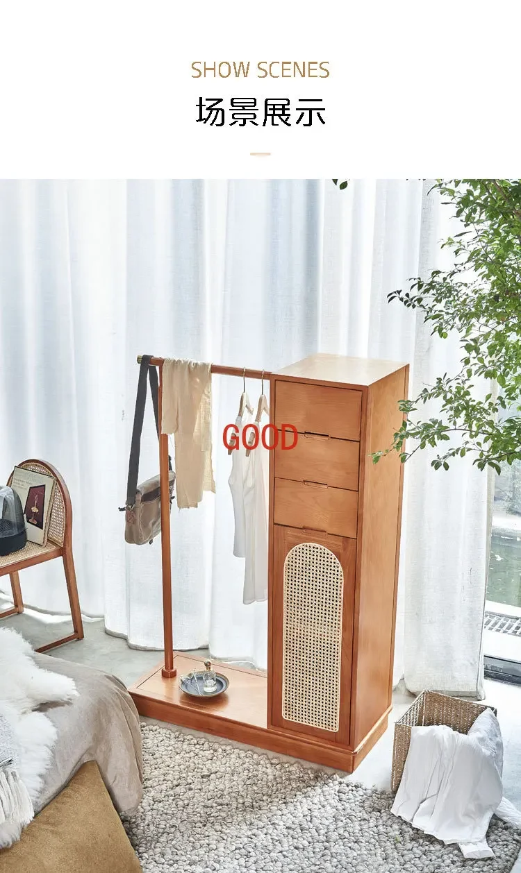 Appendiabiti e appendiabiti in legno massello appendiabiti multifunzionale Vintage in Rattan rimovibile