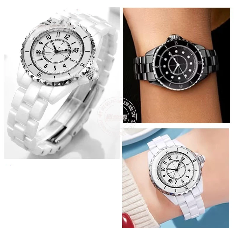 프리미엄 등급 세라믹 시계 밴드 J12 팔찌 용 블랙 화이트 16mm 19mm 스트랩 스테인레스 스틸 접이식 버클 시계 체인