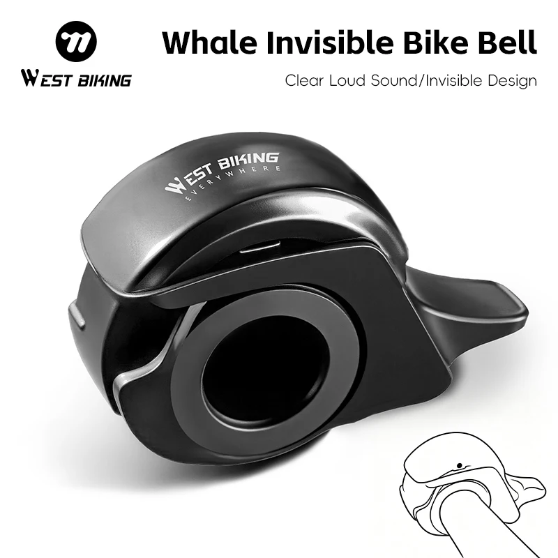 Sino de Bicicleta Invisível WEST BIKING em Formato de Baleia, Som Claro, Estético, Mini Sino para Bicicleta, Acessórios para Ciclismo MTB e Bicicletas de Estrada