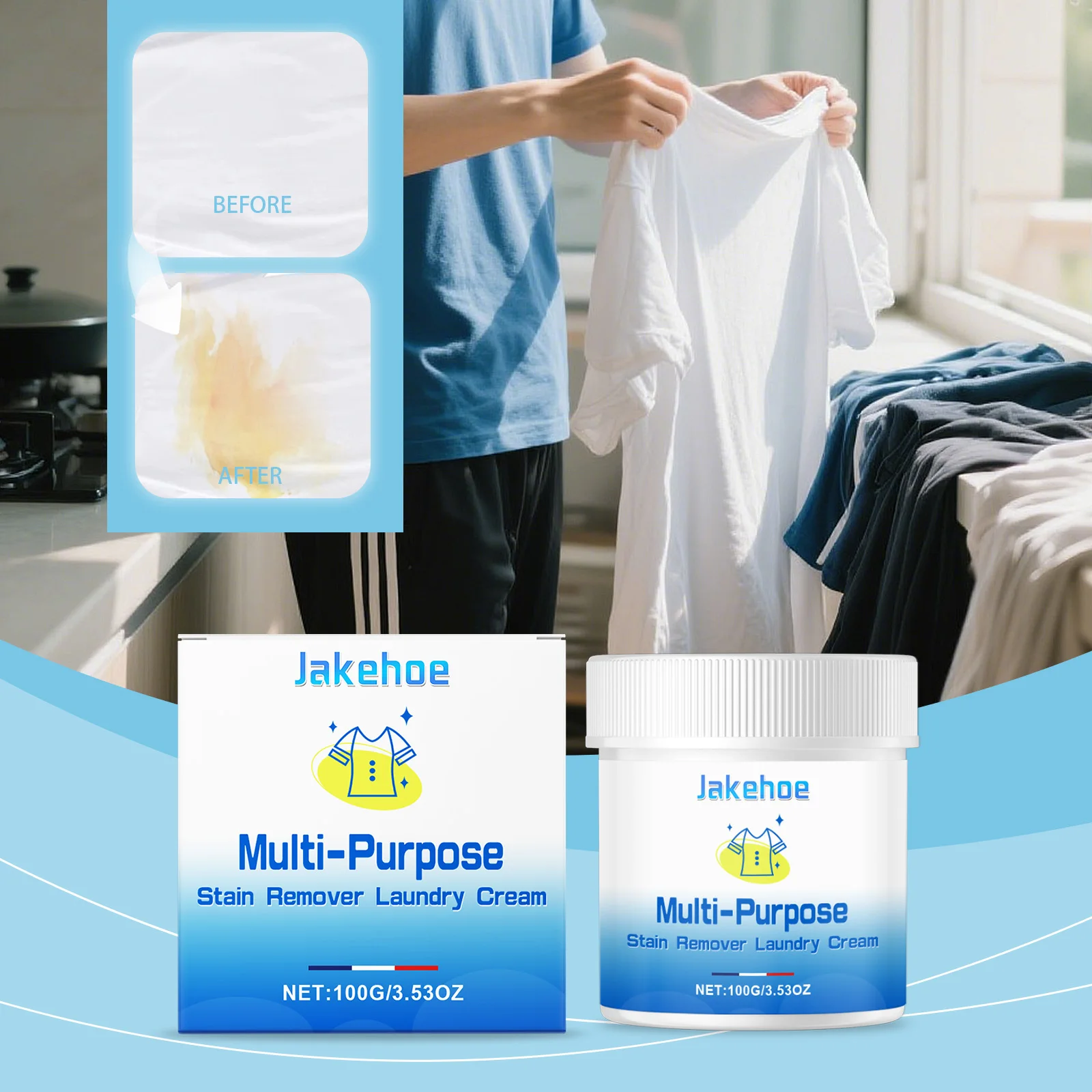 

Multi-Purpose Stain Removal Laundry Paste 100G: Effectively Removes Stains Cleans Clothes Protects Colors And Cares For Fabrics