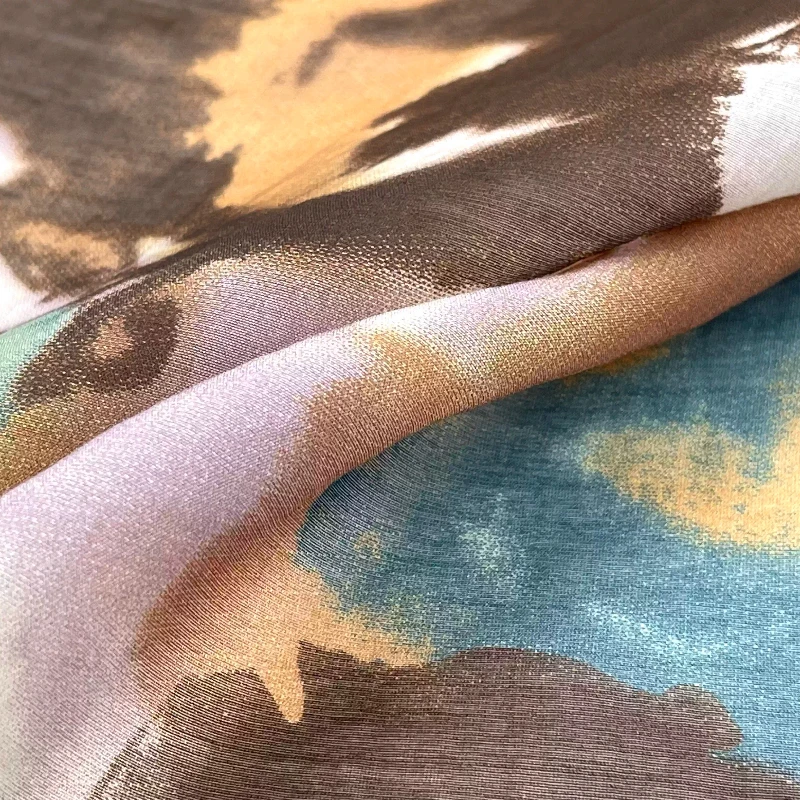 Soft Semi Sheer Lyocell Silk Linen Fabric Earthy Tie Dye Boho Blouse Hanfu Chiffon Skirt design Material Summer Dress Textile