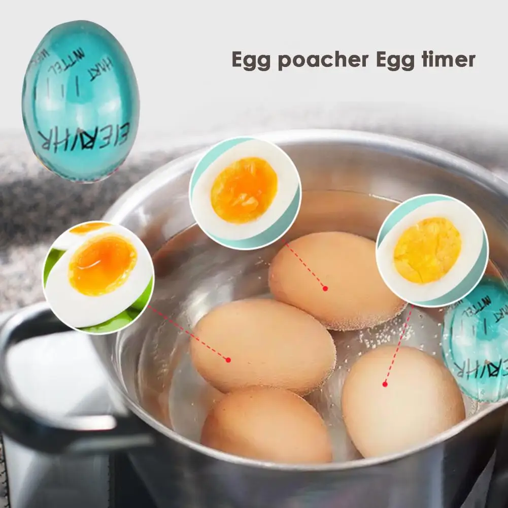 Egg Thermometer Kitchen Tool Egg Kitchen Timer Silicone Boiled-egg Reminder  Portable Boiled Egg Color Changing Indicator