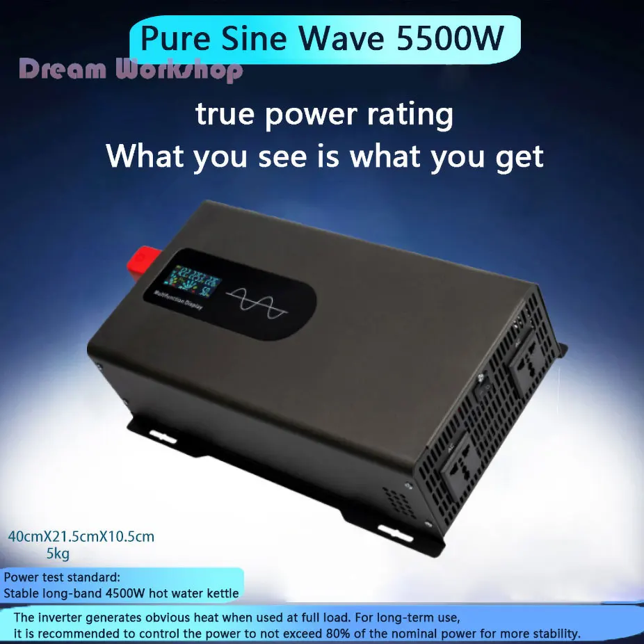 Free shipping Pure sine wave inverter real power 4500W 5500W non-virtual standard DC 12/24/48/60/72V to AC 220V solar inverter